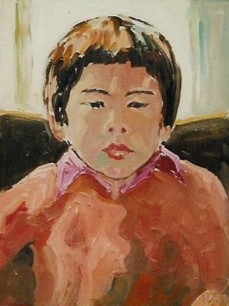 Tibeter Junge Ölbild von Richard Wannenmacher 1978 18x24cm Nr.1393