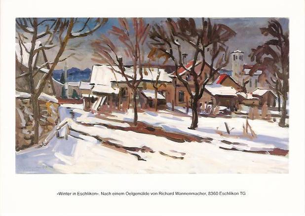 Winter in Eschlikon Kunstkarte nach einem Ölbild von Richard Wannenmacher