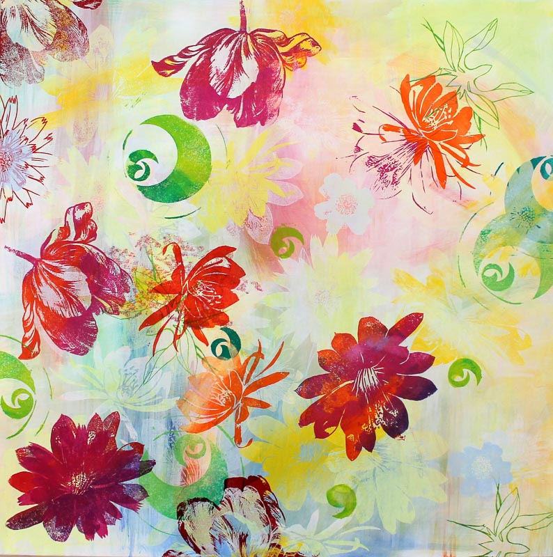 Blütenregen 2012 Siebdruck 100 x 100 cm auf Leinwand 2013