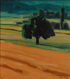 Sommer Ölbild von Richard Wannenmacher 1972 18x19cm Nr.801