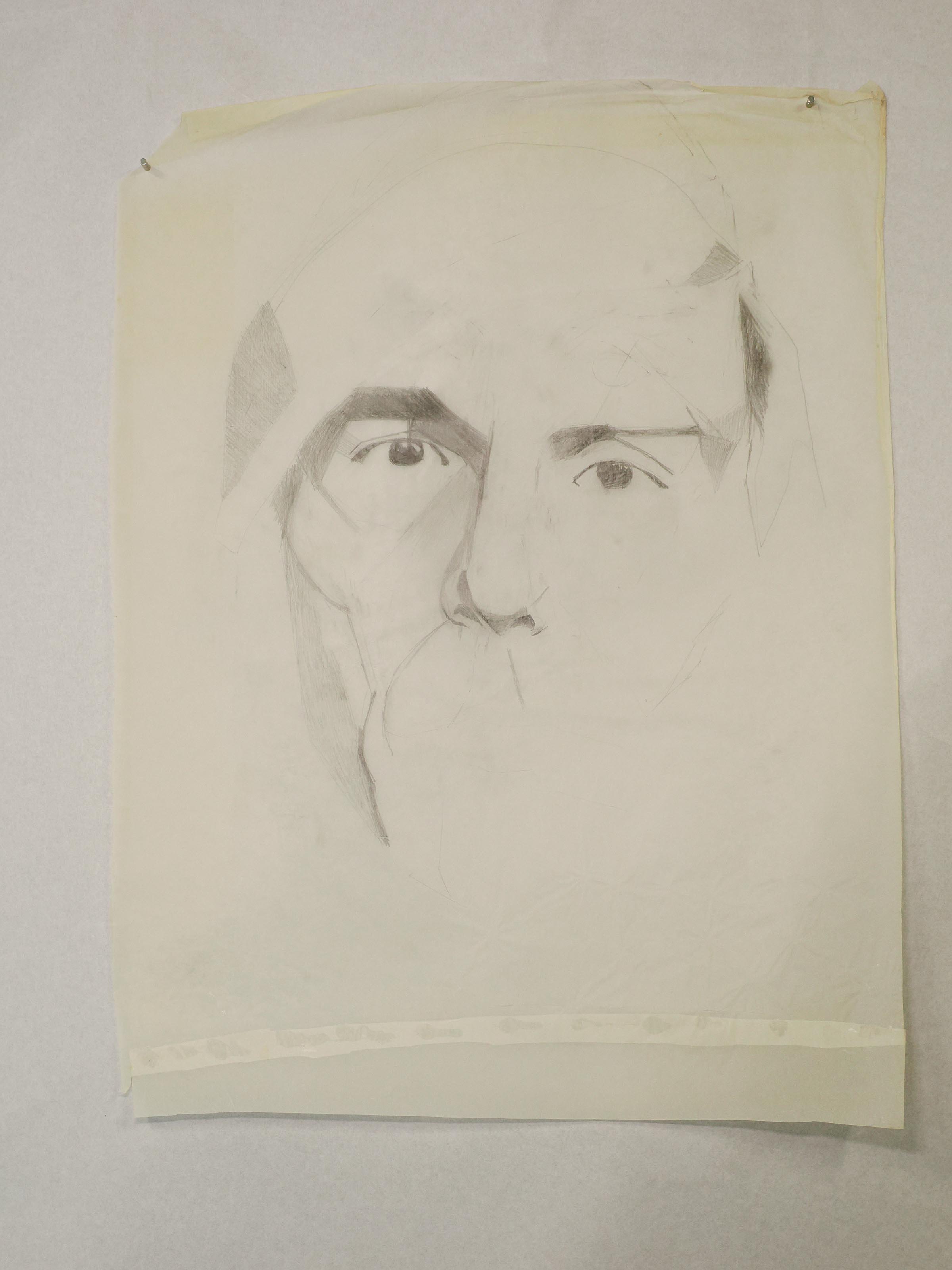 Bleistift auf Transparentpapier. 80 x 58 cm.