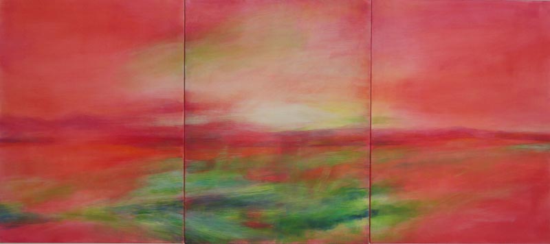 Landschaft 2009 Acryl/Pigmente auf Baumwolle 3-teilig 80 x 180 cm