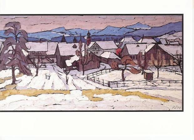 Winter in Eschlikon Kunstkarte nach einem Zementbild von Richard Wannenmacher