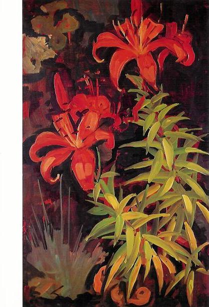 Tigerlilie Kunstkarte nach einem Ölbild von Richard Wannenmacher