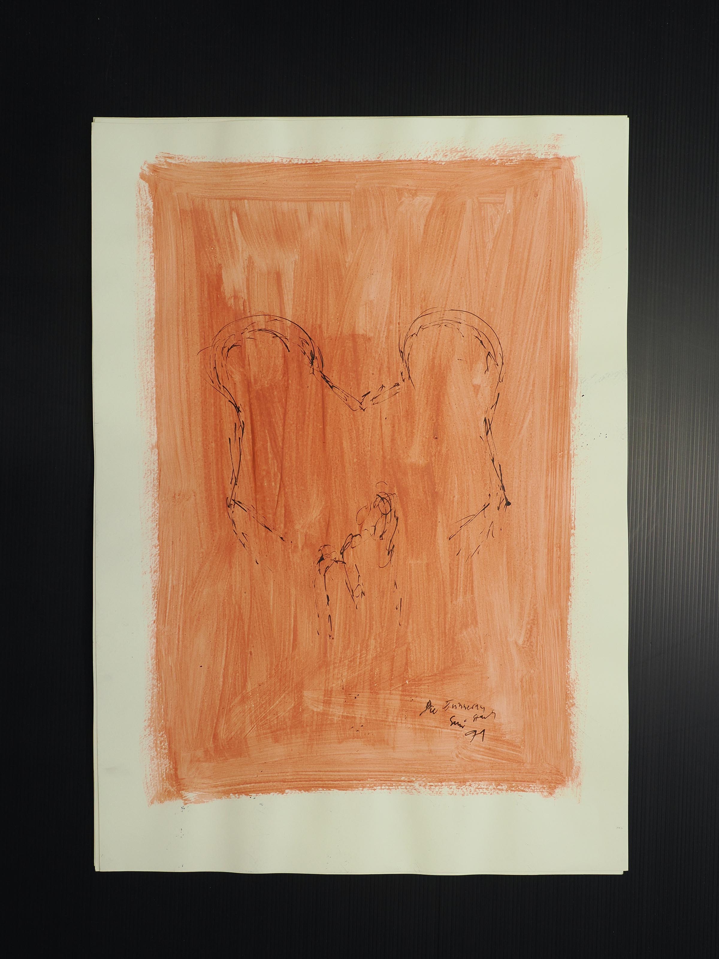 Tusche, Tempera auf Papier. 50 x 70 cm.