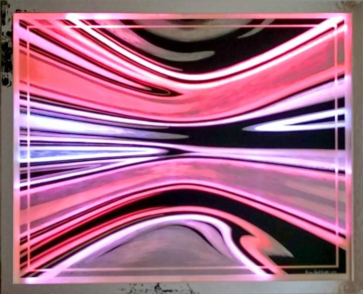 Painting 107x87 cm, Chrome Woodframe multiple RGB LED animation approx. 7 Kg