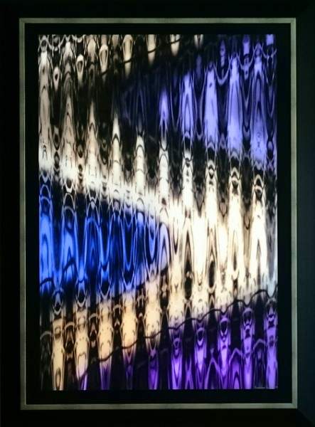 Digital Print with painting 83x113 cm, wood frame RGB and White LED animation approx 6 Kg
