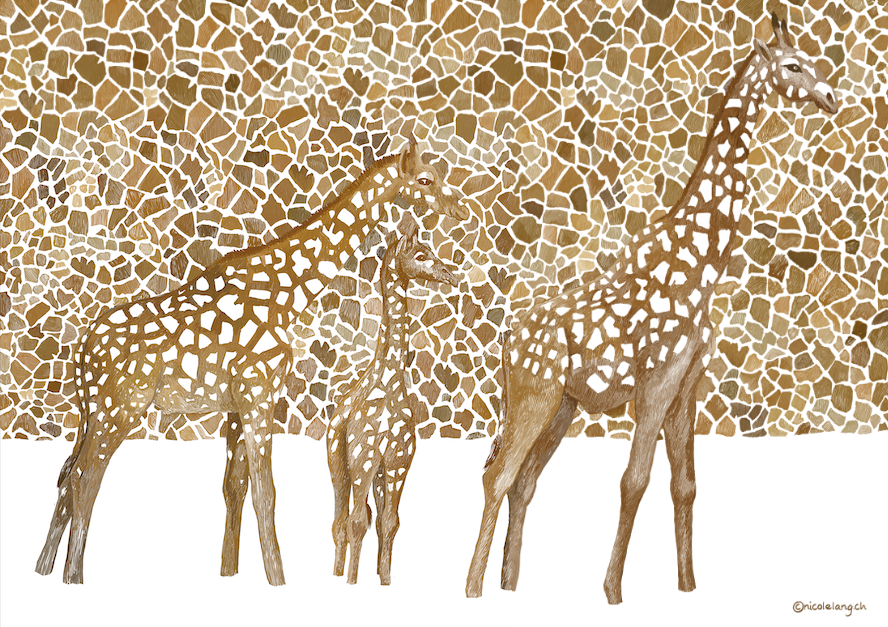 Klappkarte — Giraffen im Schnee