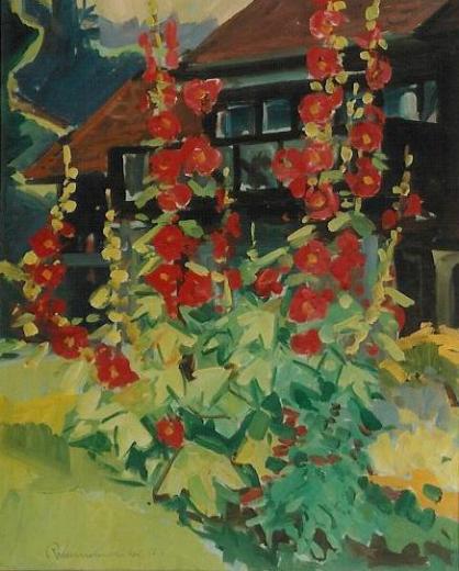 Glockenblumen Ölbild von Richard Wannenmacher 1986 21x39cm Nr.909