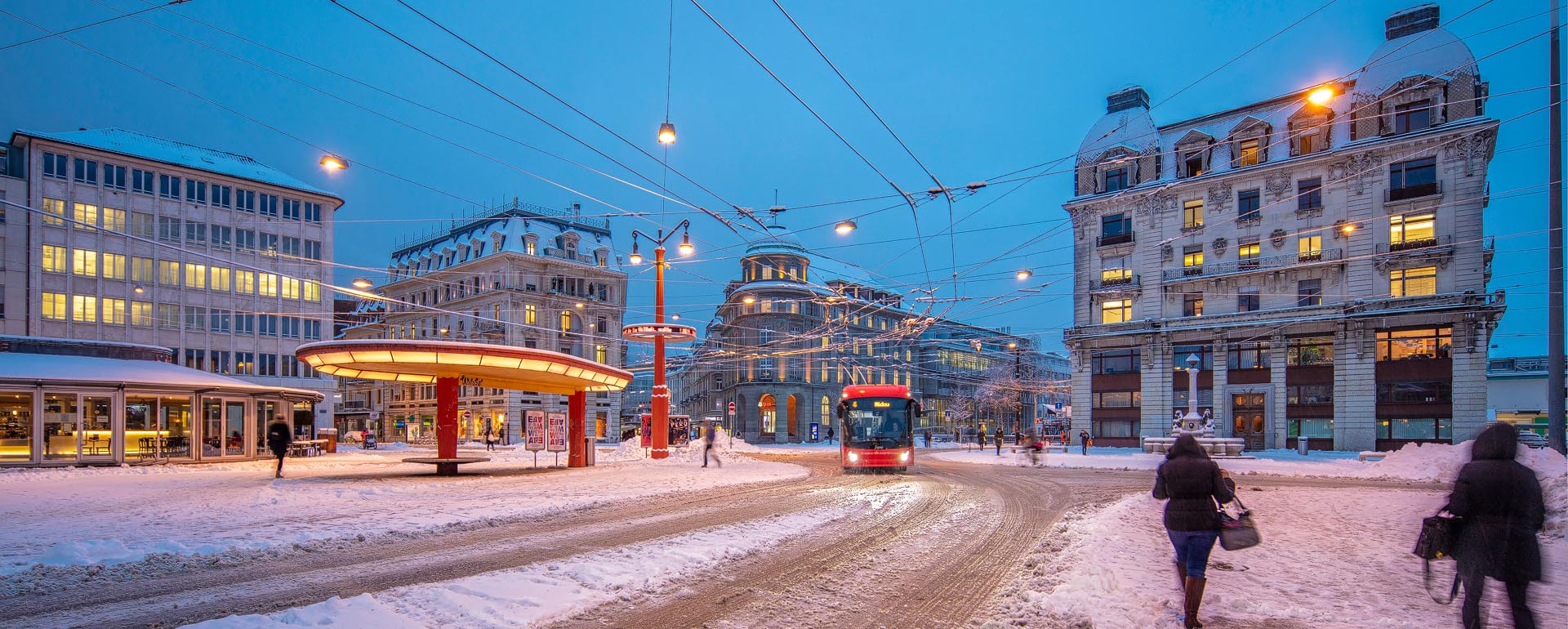Biel-Bienne Winter am Zentralplatz