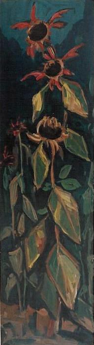 Goldmelisse Ölbild von Richard Wannenmacher 1968 16x58cm Nr.368
