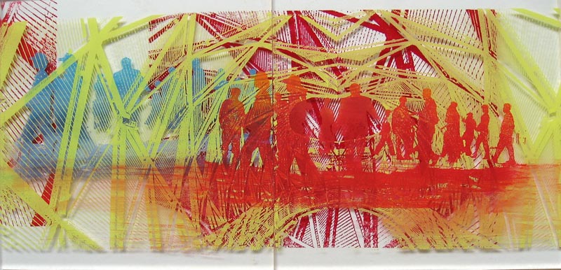 Zwischenräume III 2012 Acryl/Siebdruck auf Acrylglas zweiteilig 30 x 60 cm