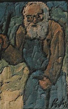Alter Mann Zementbild von Richard Wannenmacher 1991 14x20cm Nr.1180