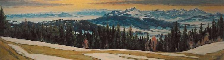 Wintermorgen auf dem Gäbris Ölbild von Richard Wannenmacher 1995 150x40cm Nr.583
