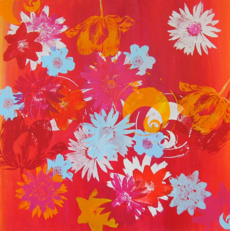 Blütenregen 2011 Acryl/Siebdruck auf Baumwolle 80 x 80 cm