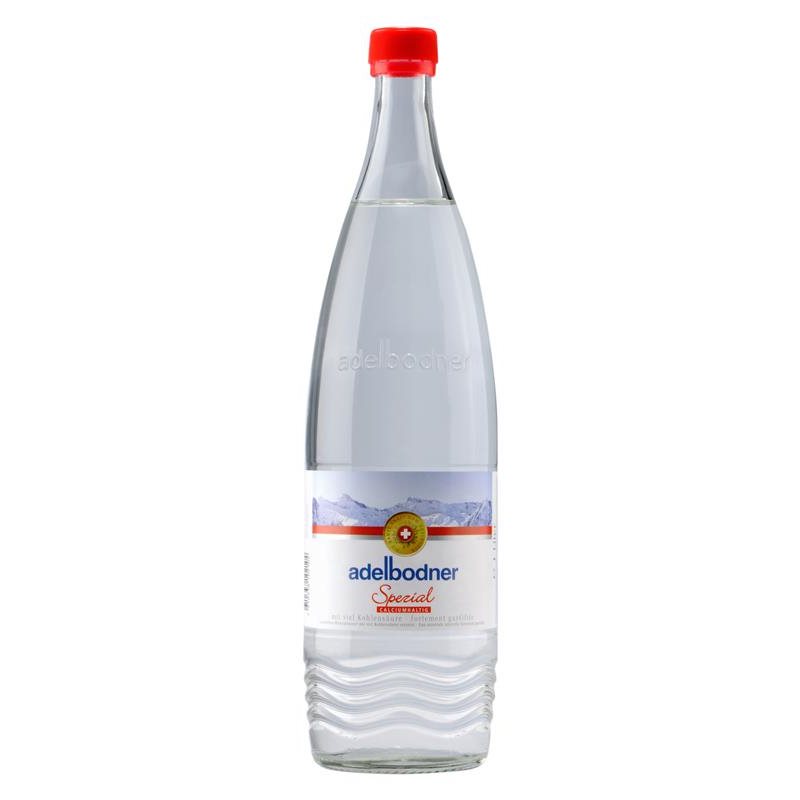 Getränke: Mineralwasser Adelbodner rot ltr. im Glas