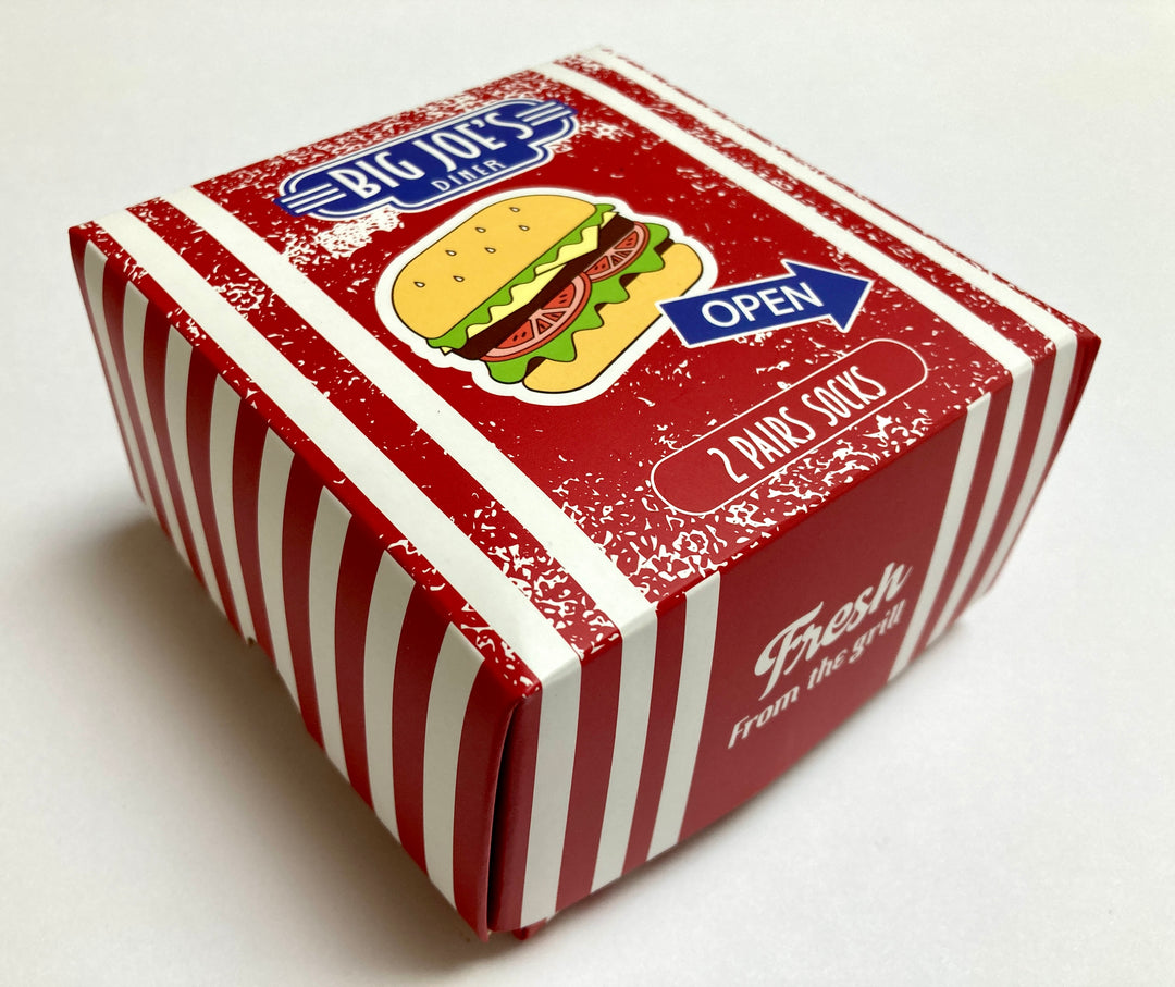 Burger-Socken – 2 Paar - in einer Box verpackt wie ein echter Burger
