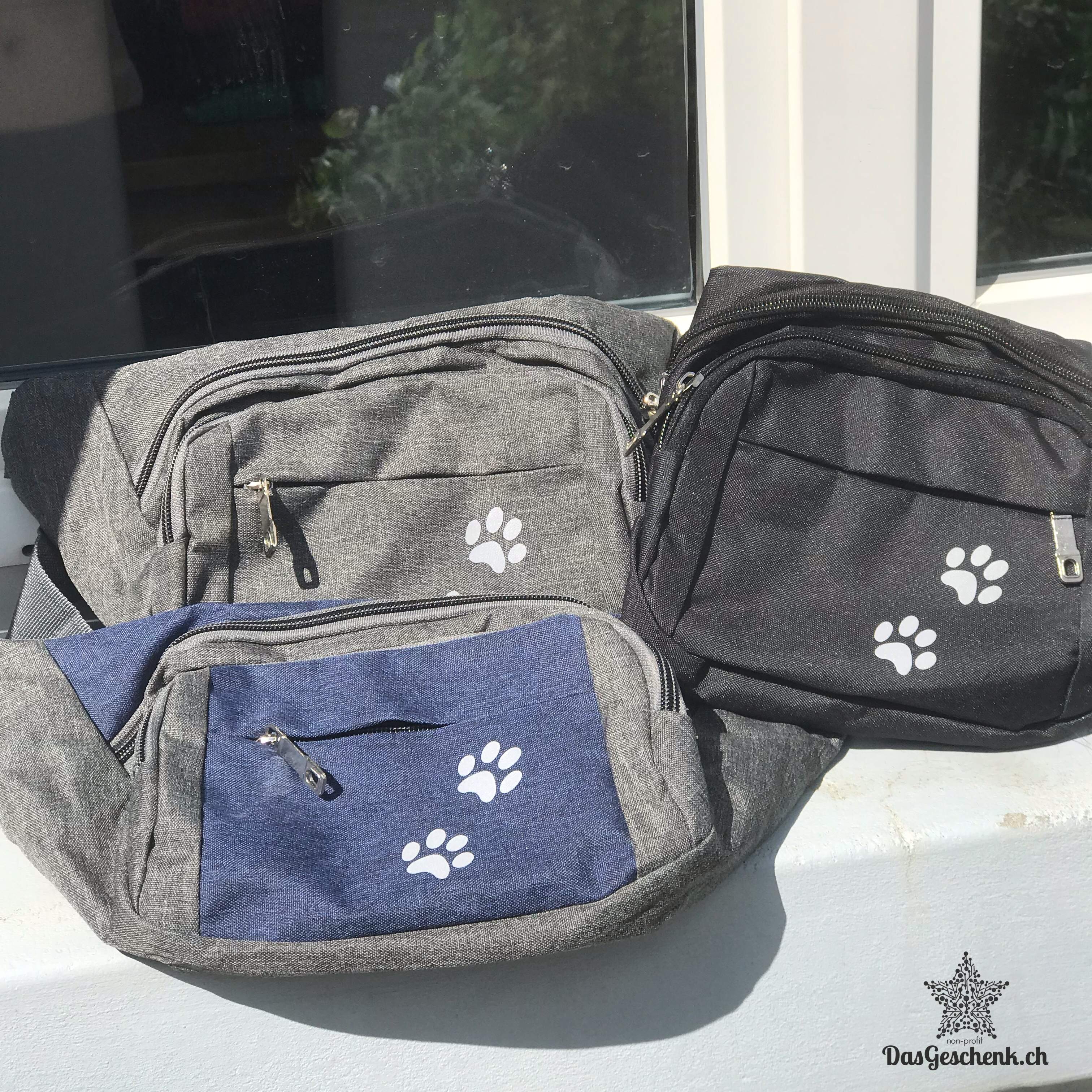 Hundesport Bauchtasche / Brusttasche mit reflektierenden Pfoten