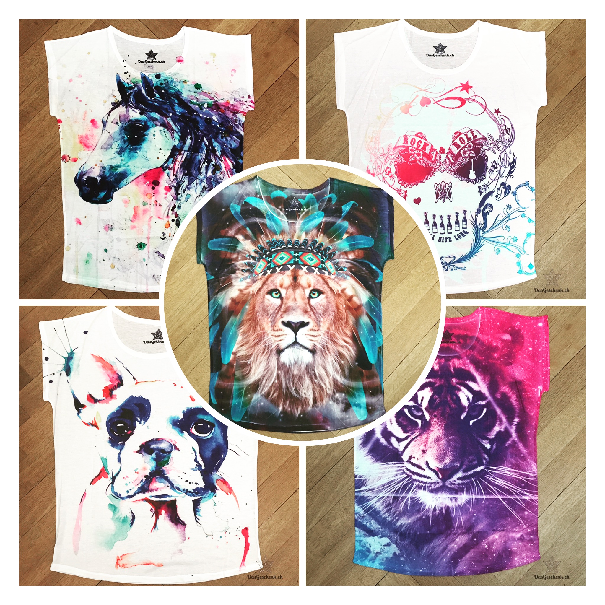 T-Shirt mit coolen Tiermotiven oder Totenkopf  (Artikel anwählen um alle Motive zu sehen)