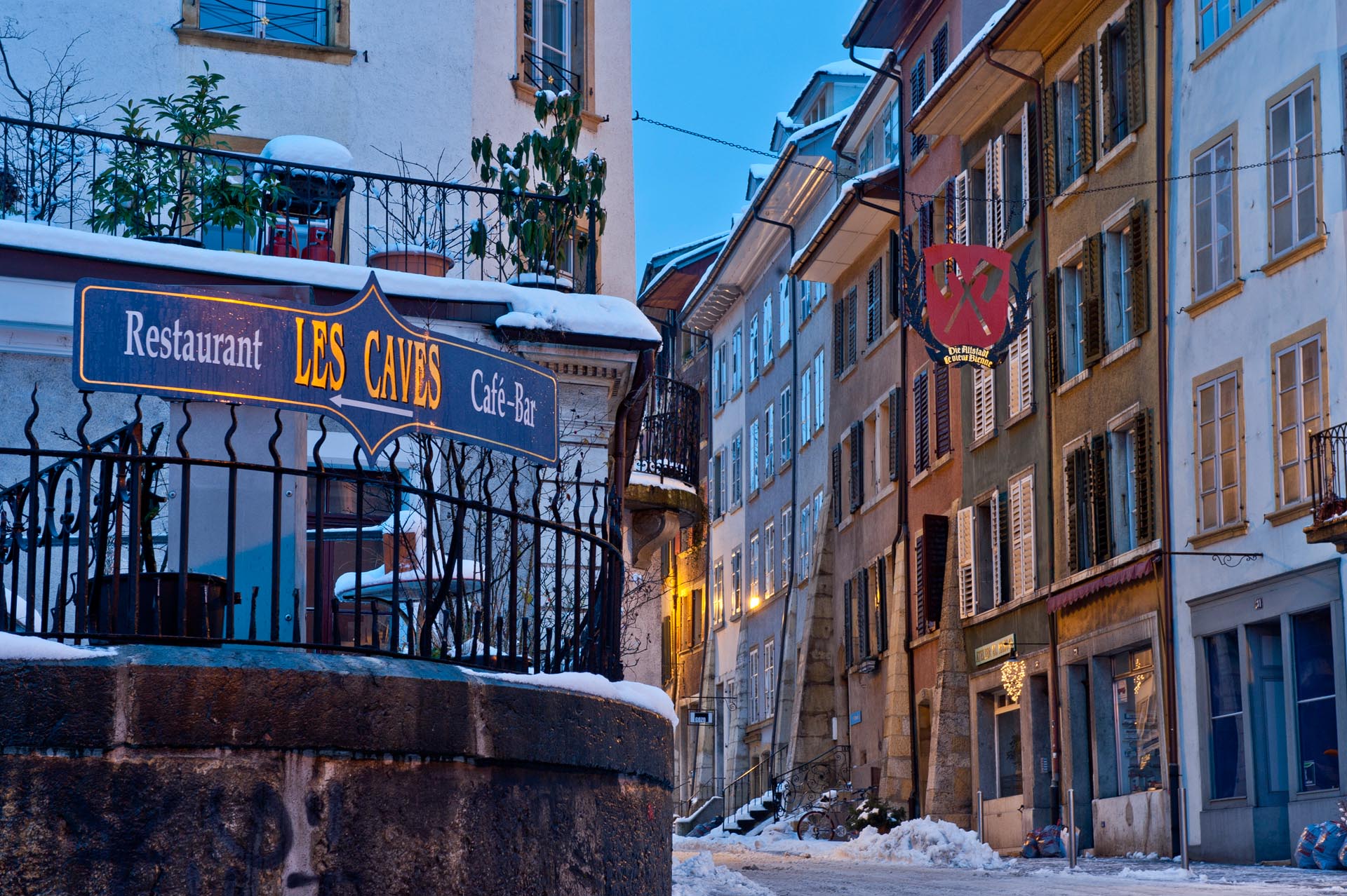 Altstadt Biel Bienne mit Schnee