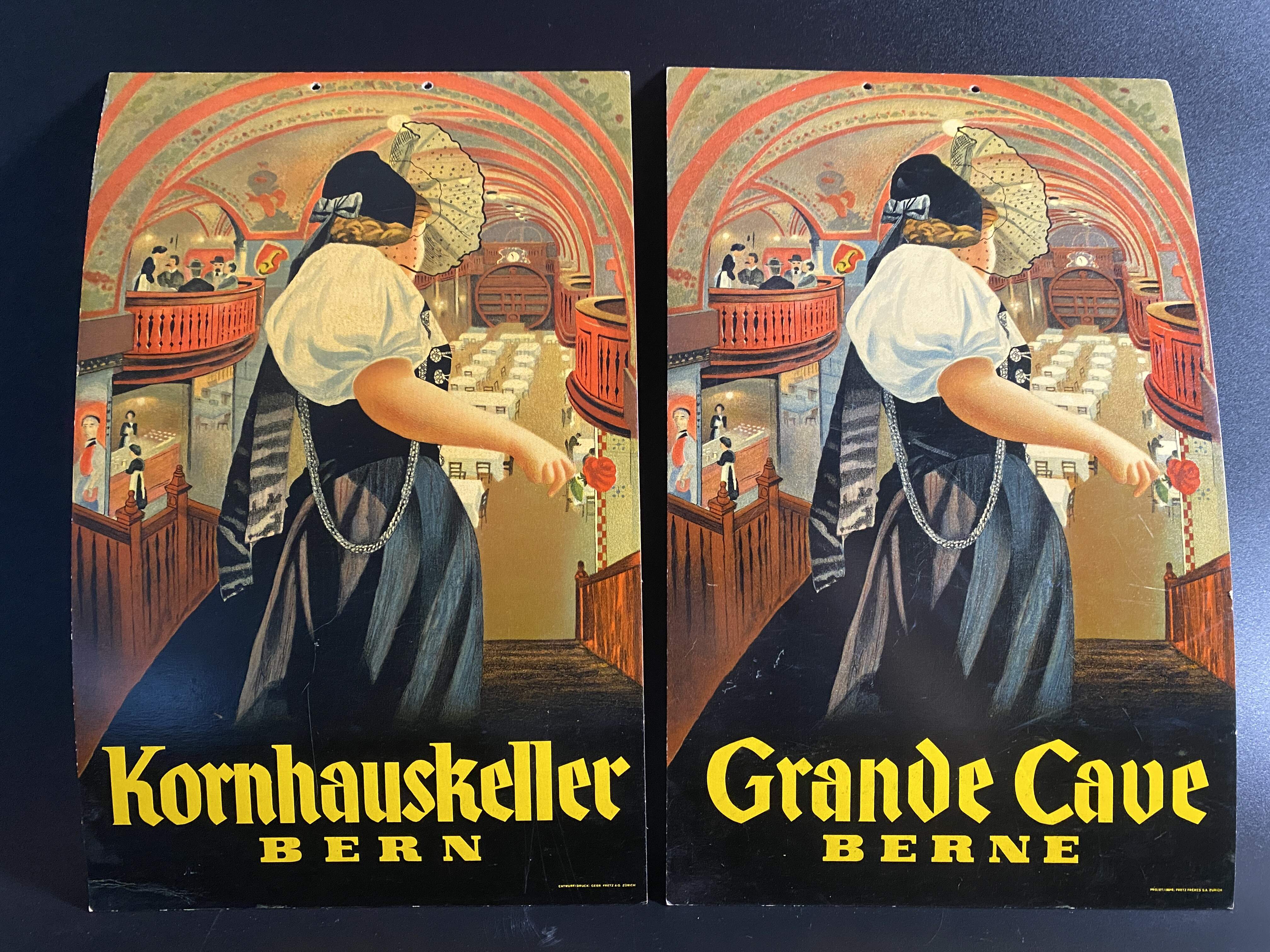 2 Plakate Kornhauskeller Bern um 1930