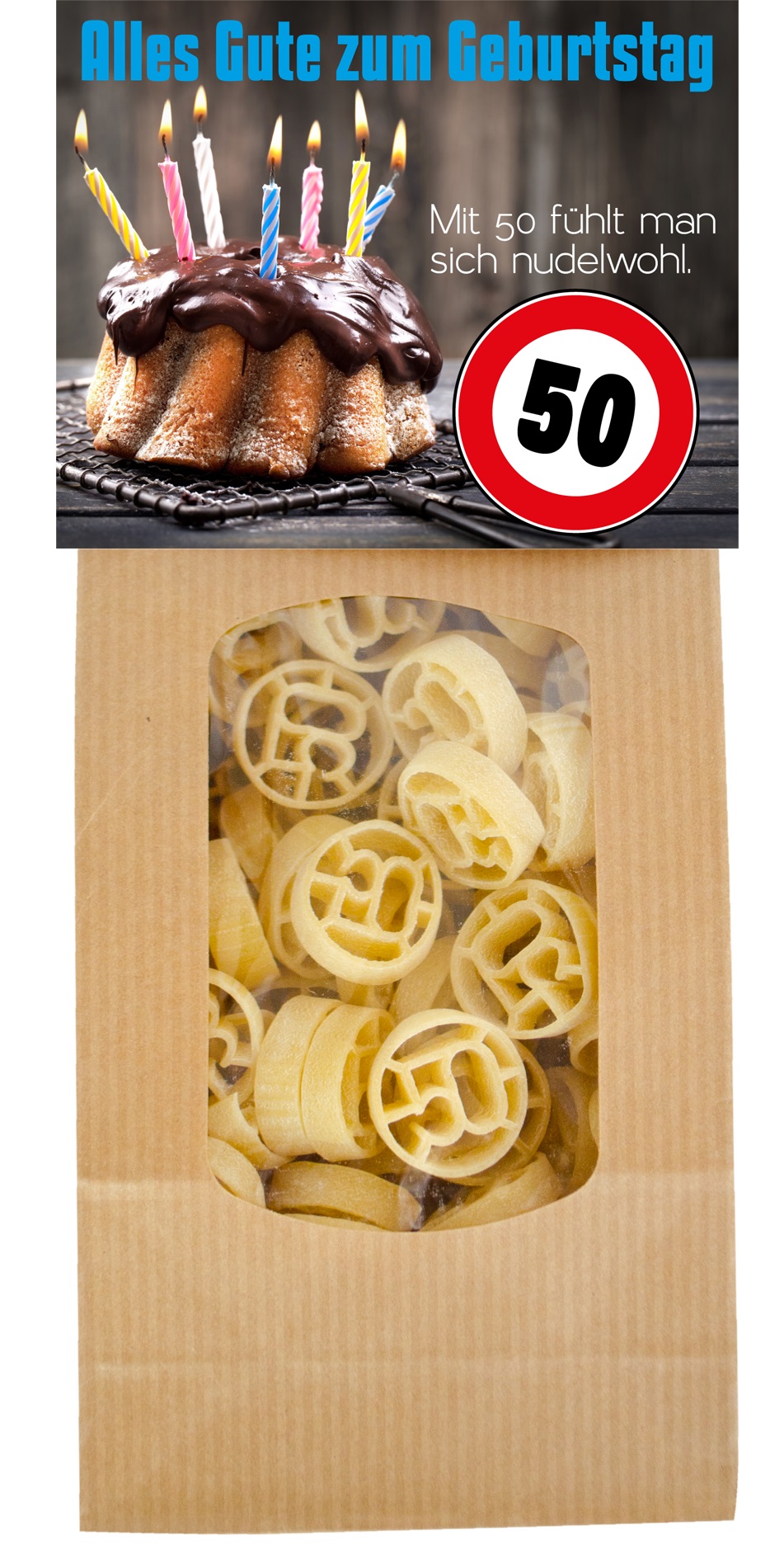 Teigwaren Happy Birthday 50  - Pasta mit 50 Form