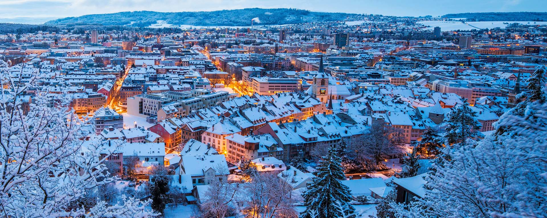 Winter in Biel/Bienne mit Altstadt