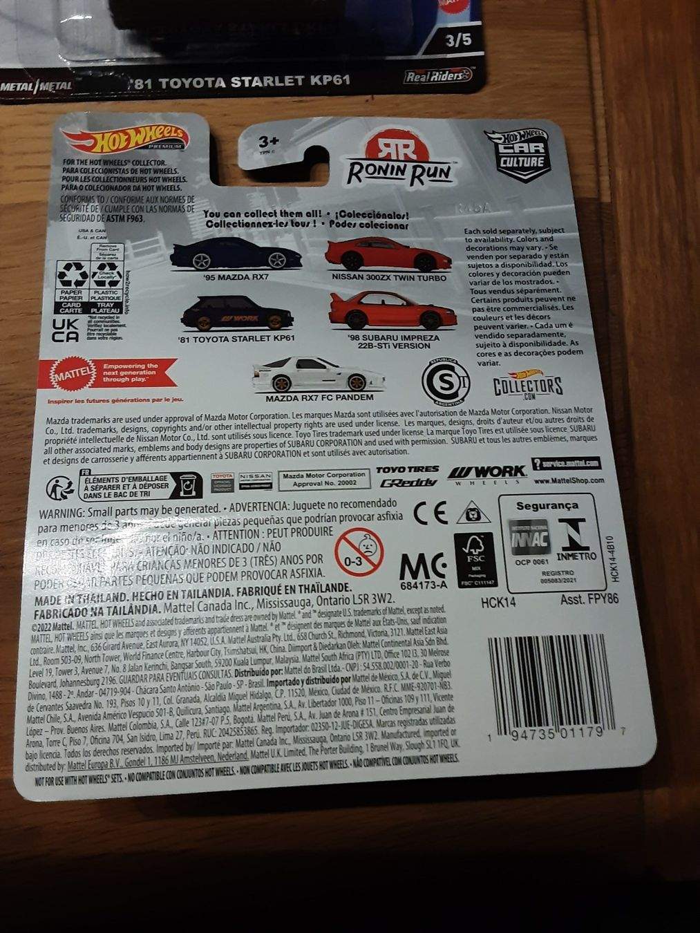 Komplettes Set Hot Wheels Premium Car Cultur 2022 Ronin Run