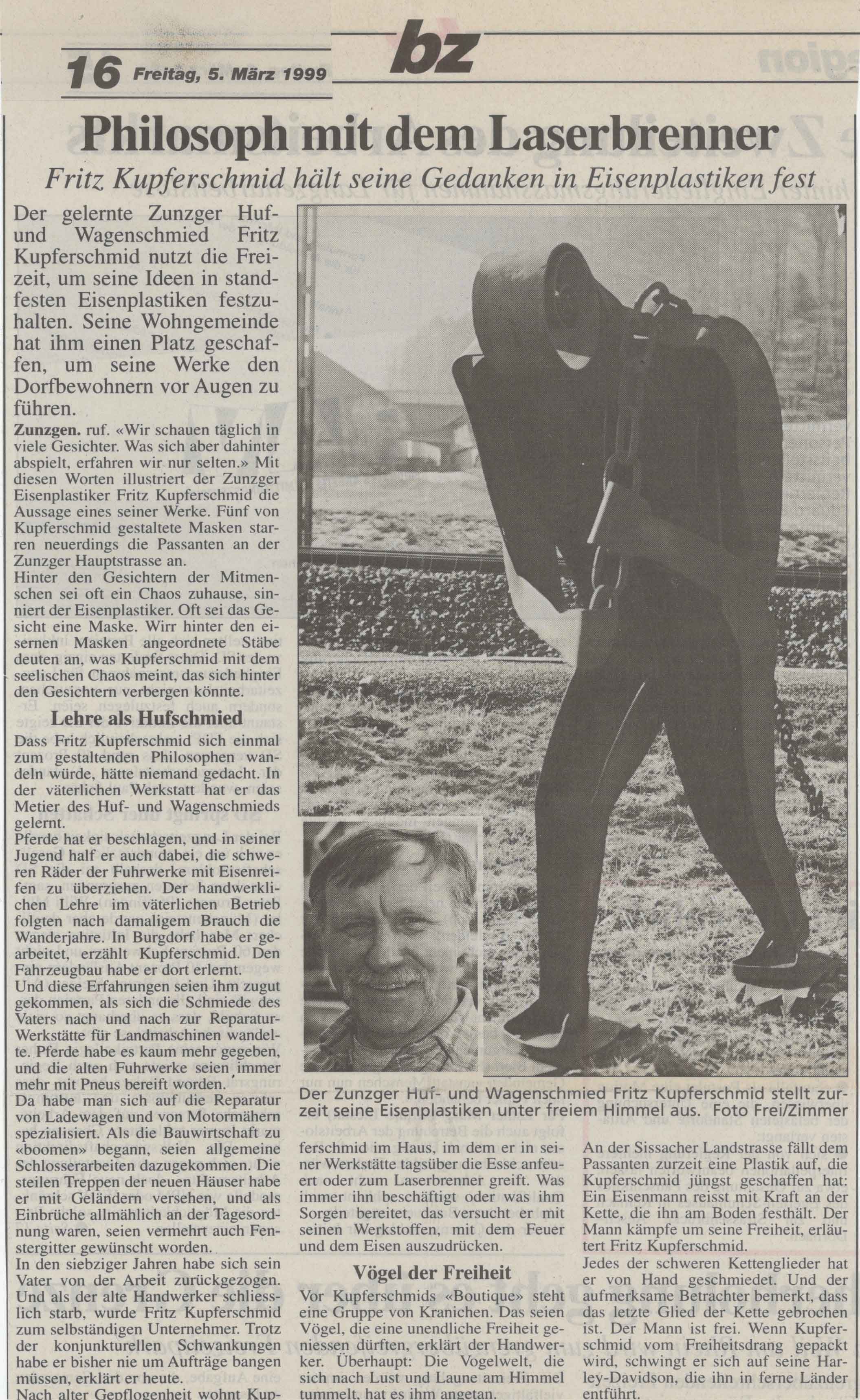 Basellandschaftliche Zeitung 5.3.1999