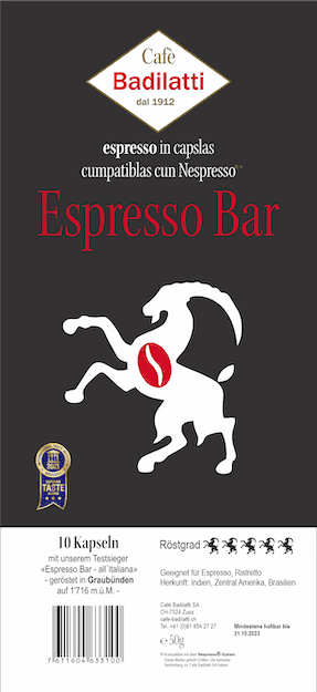Nespresso®-kompatible Kapseln "Espresso Bar" von Badilatti