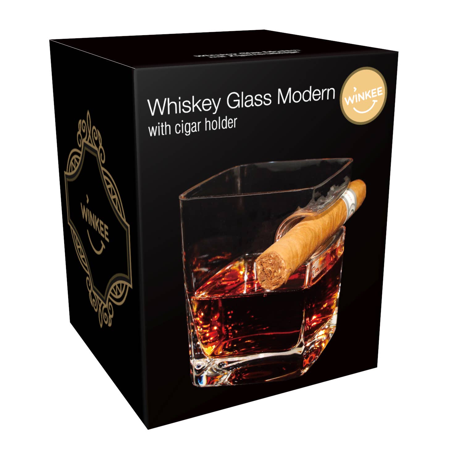 Whiskeyglas modern mit Zigarrenhalter