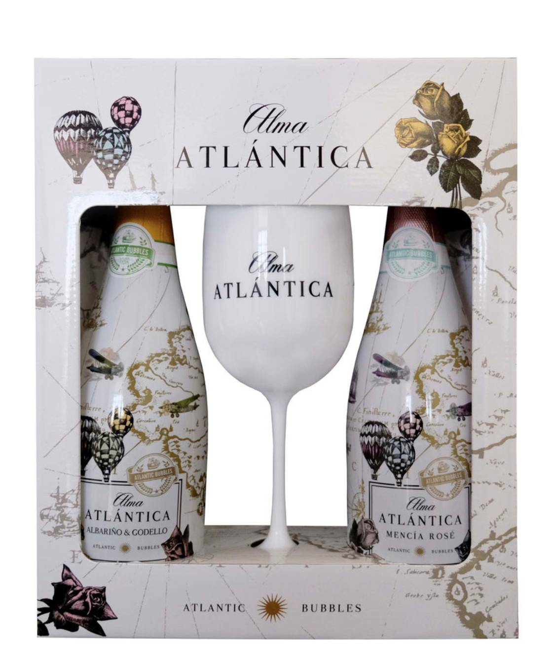 ALMA ATLANTICA  Set -  Alma Atlantica Bubbles - Set Wine Drink (1x rosé/ 1x weiss / 1x Glass)