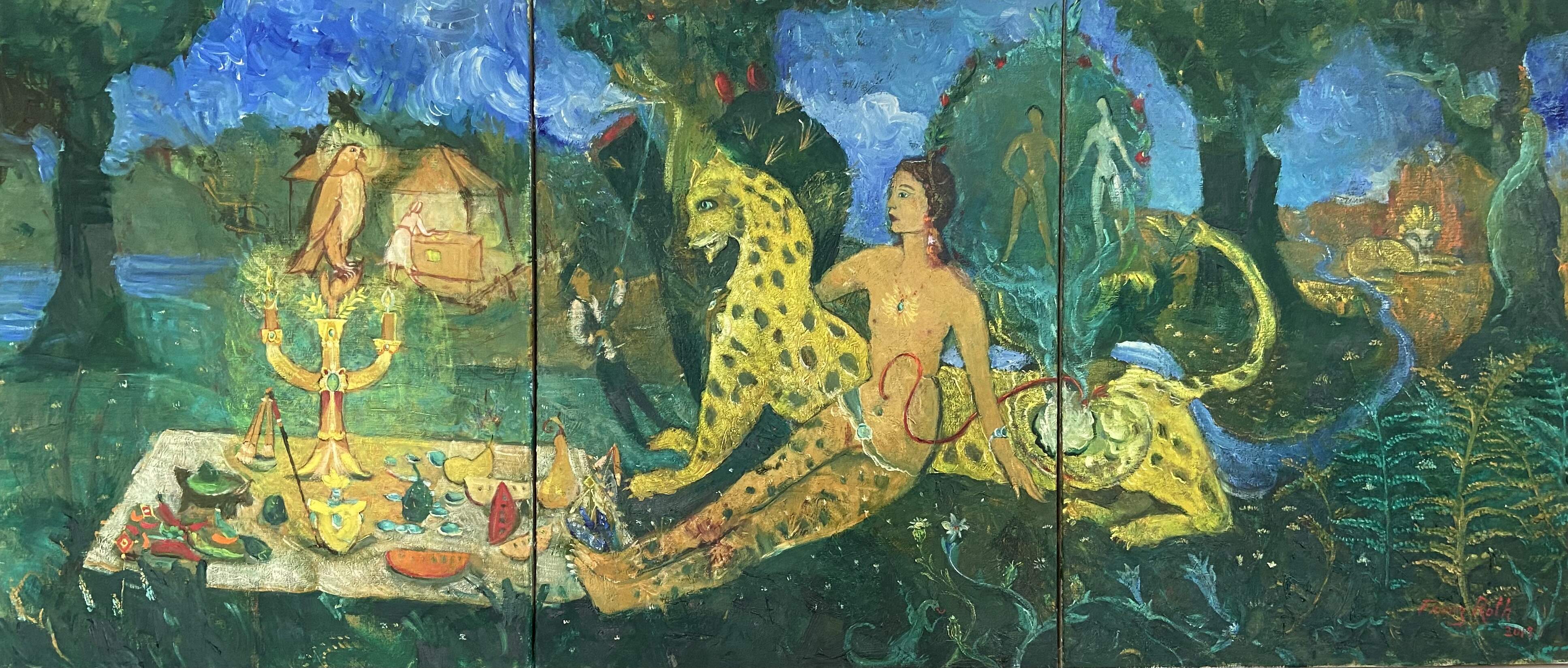 FRANZ ROTH, Herz aus Jade Öl und Tempera auf Leinen Bildmasse 65 x 150 cm