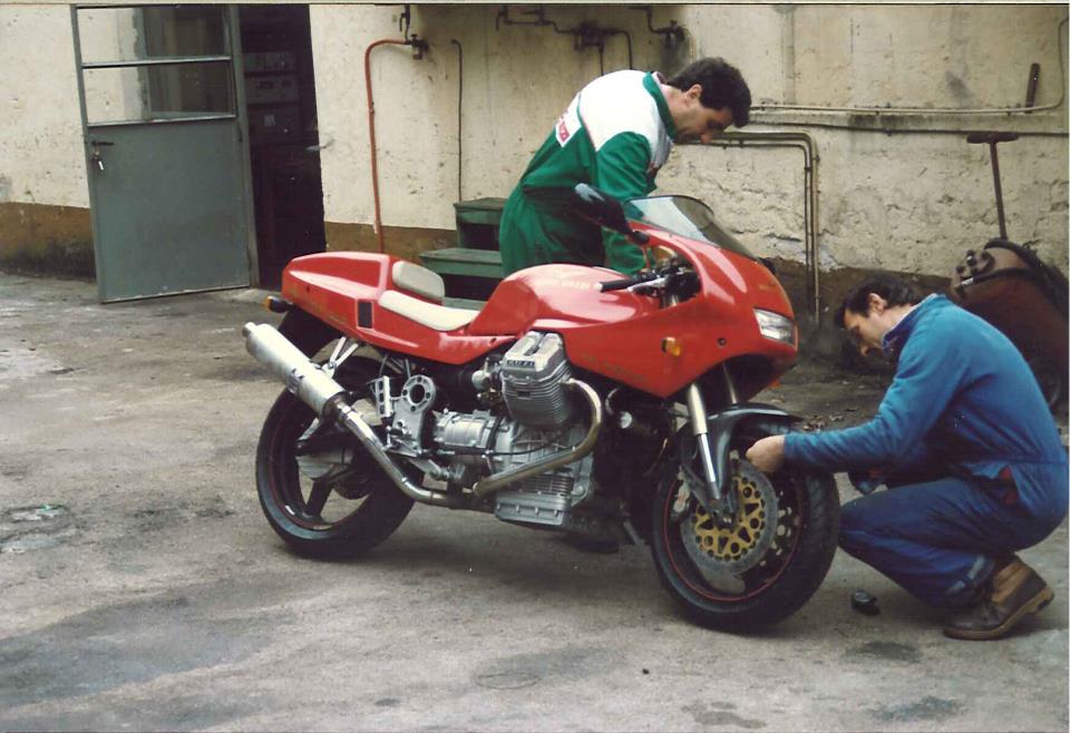 Guzzi Daytona prototype at the Guzzi plant in Mandello, 1992
