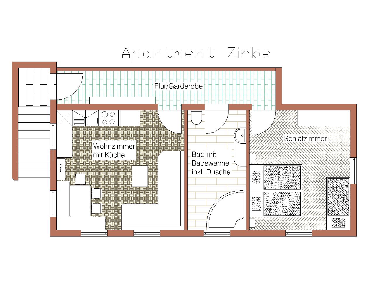 Grundriss Apartment Zirbe
