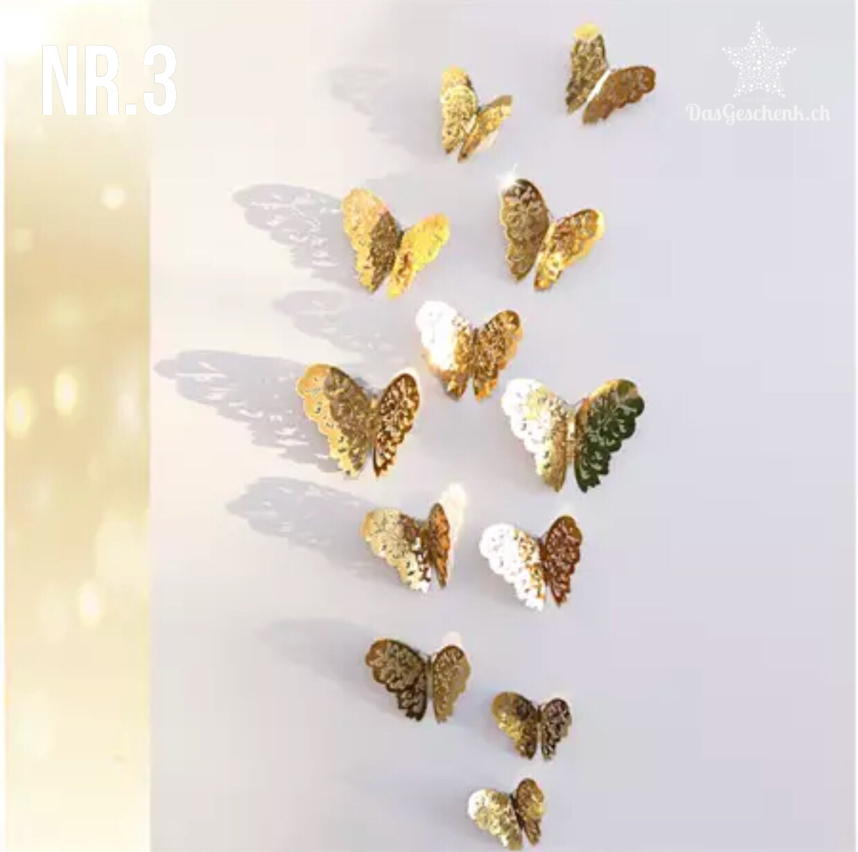3D Schmetterlinge - in Gold oder  Silber je 12 Stk. - Wunderschöne Deko