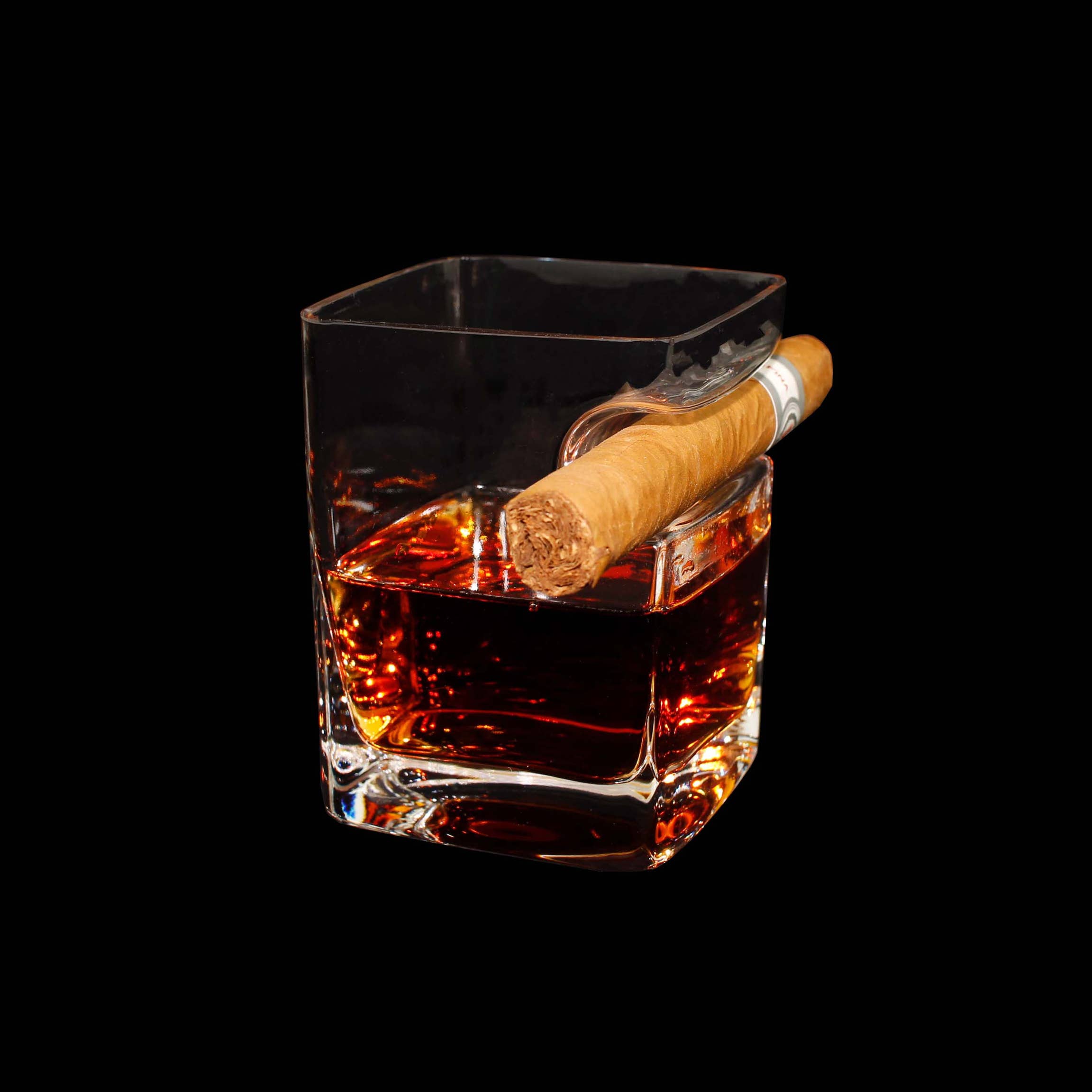 Whiskeyglas modern mit Zigarrenhalter