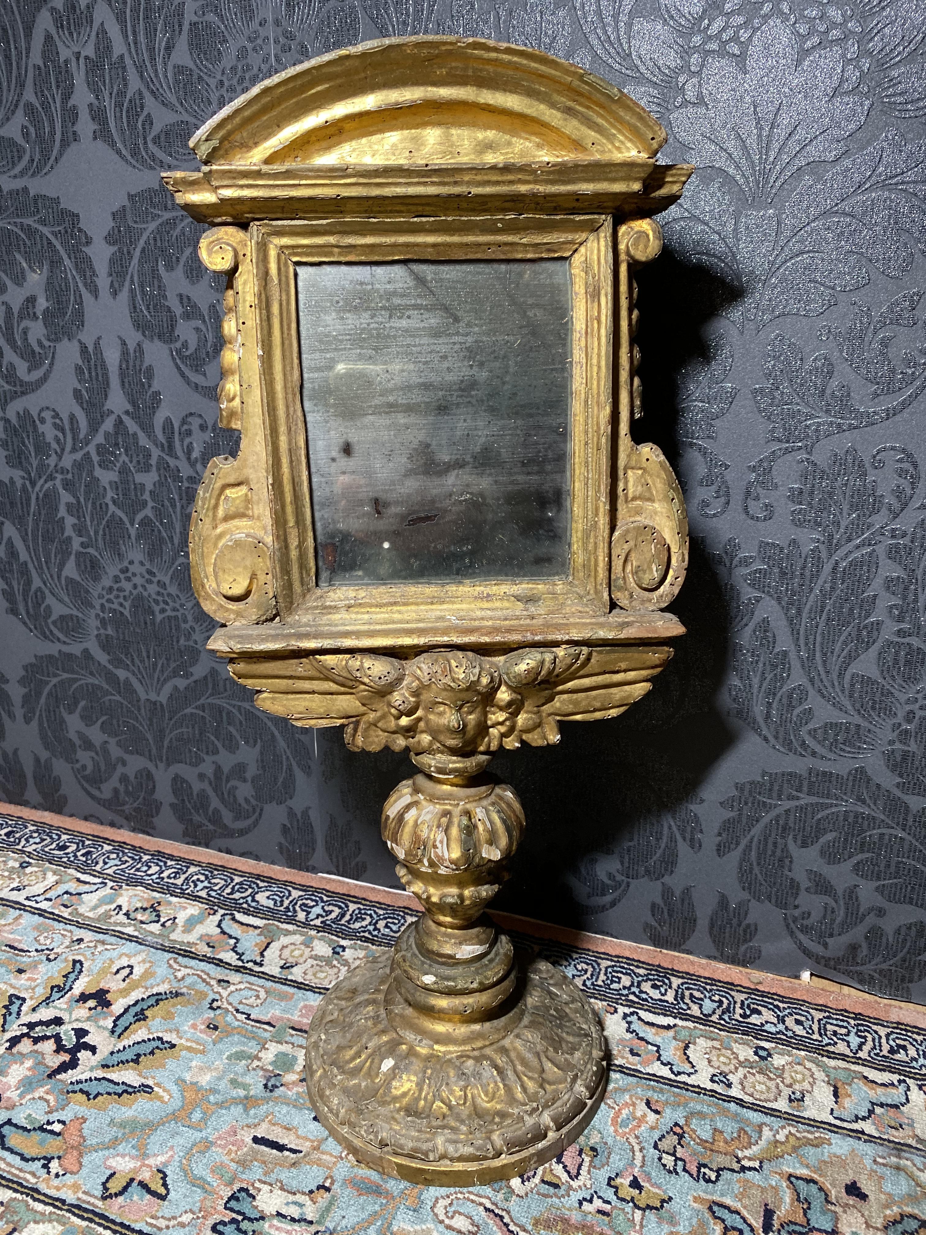 Holz Spiegel Barock vergoldet um 1700