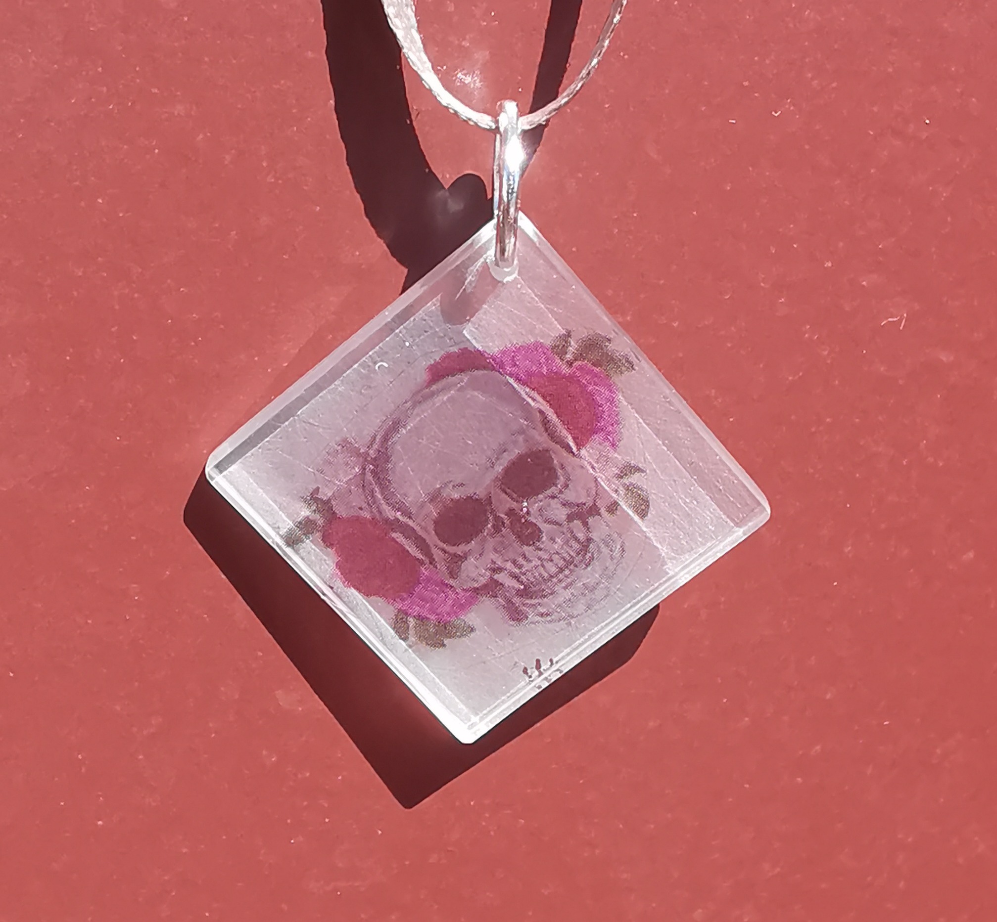 3030 - White Pink Skull Rectangular