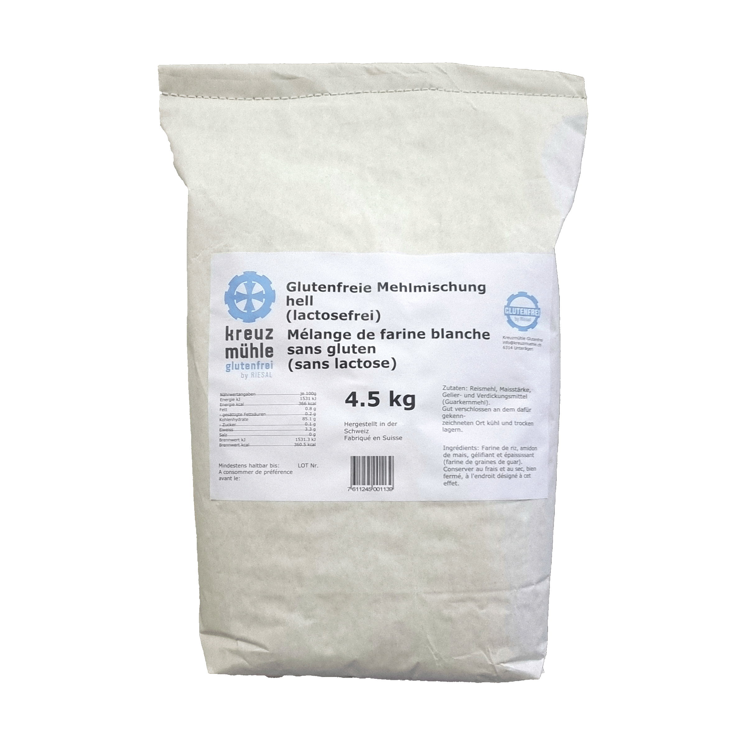 Glutenfreie Mehlmischung hell 4.5 Kg (lactosefrei)