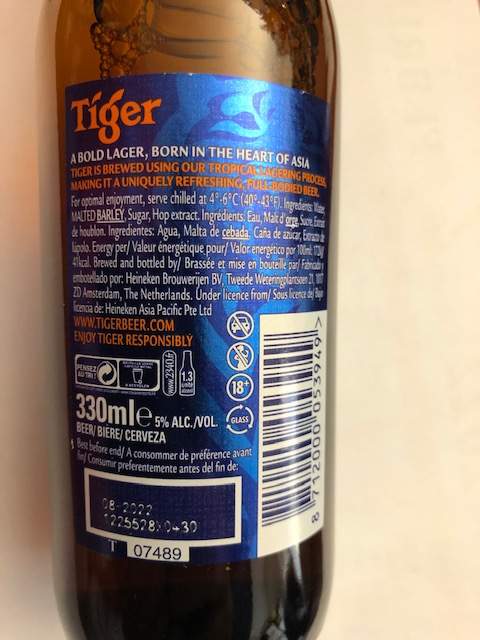 Tiger Beer, Tiger Bier aus Singapur 330ml.
