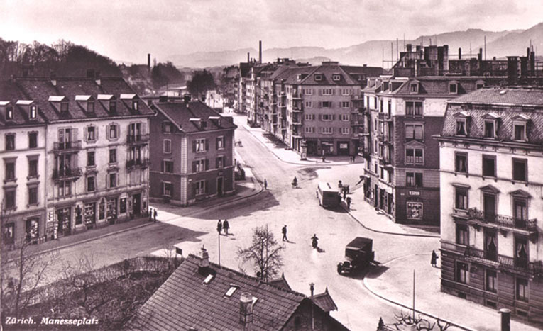 Der Manesseplatz um das Jahr 1925