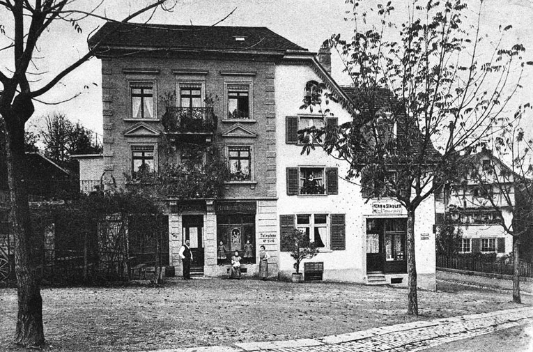 Restaurant Schlössli an der Zweierstrasse/Schrennengasse um 1910