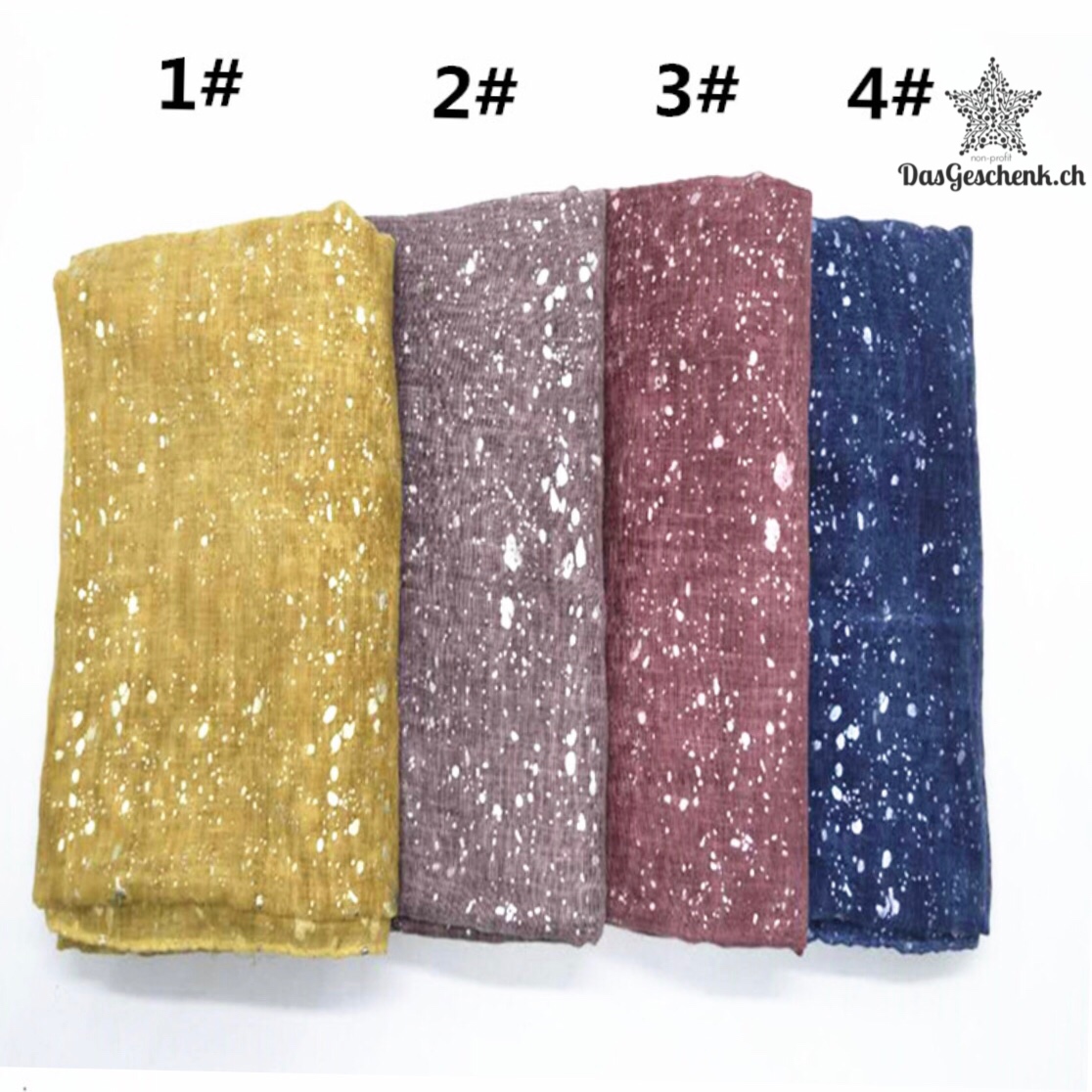 Schal mit silbrigen Punkten im vintage Style in 7 Farben erhältlich