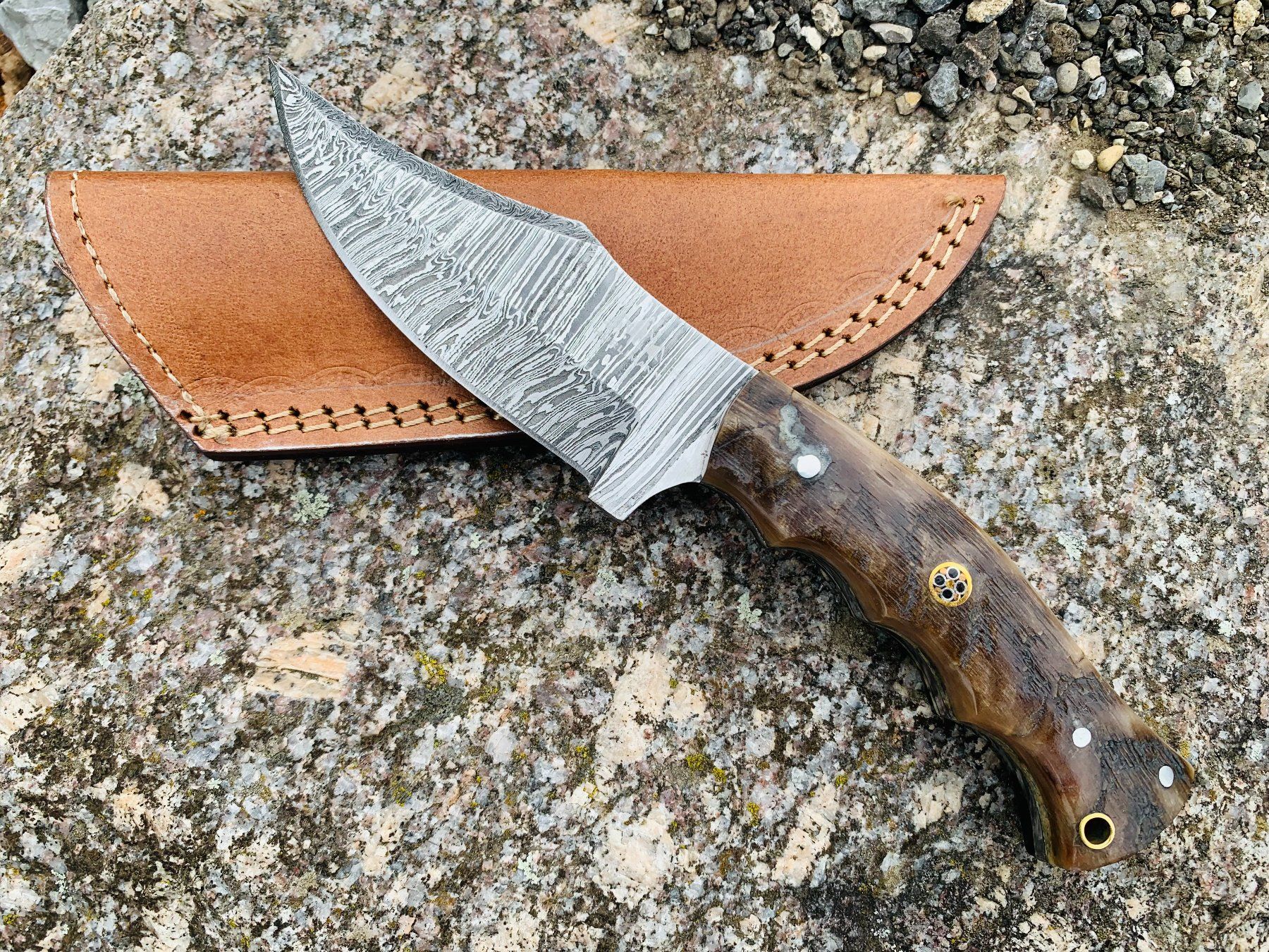 Damast Messer feststehend 22cm hürlimann No. 45