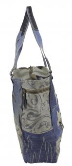 Handtasche aus recycelter Jeans & graue Canvas. Nachhaltige Shopper in Patchwork Design 52226