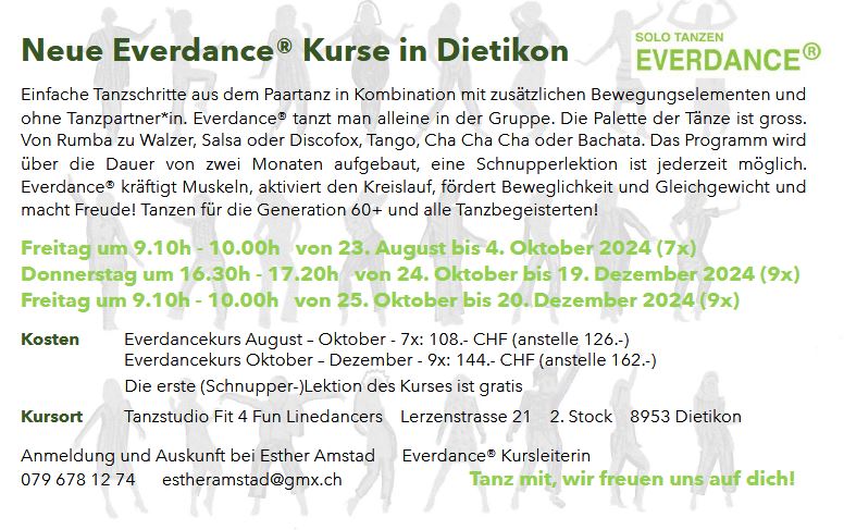 Everdance NEU bei den Fit 4 Fun Linedancers in Dietikon !