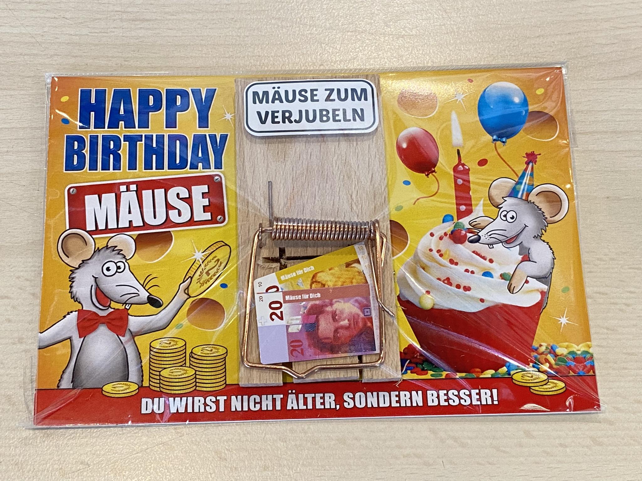 Geldgeschenke - Mausefall inkl. Karte - Happy Birthday