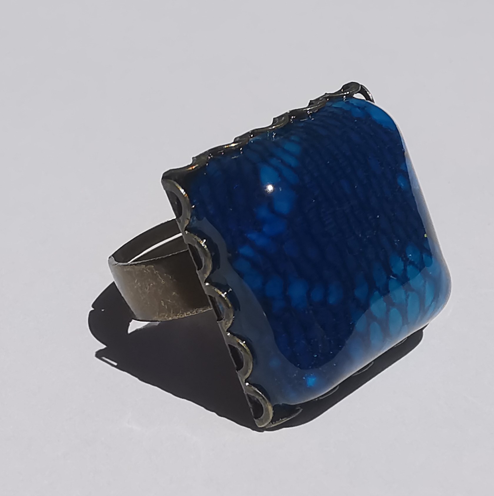 6100 - Blue Art Rectangular Ring