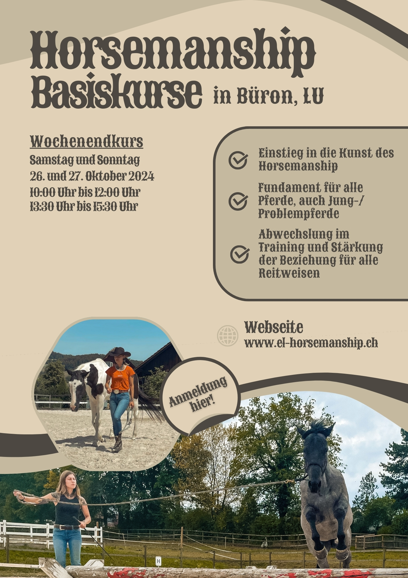 Horsemanship Basis Wochenendkurs mit Schulpferd 26/27 Oktober 2024